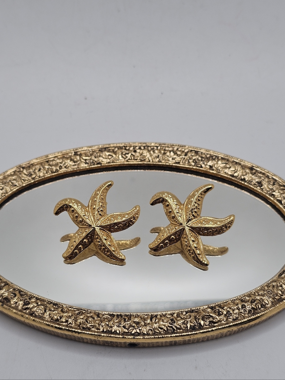 Vintage Textured Goldtone Starfish Earrings